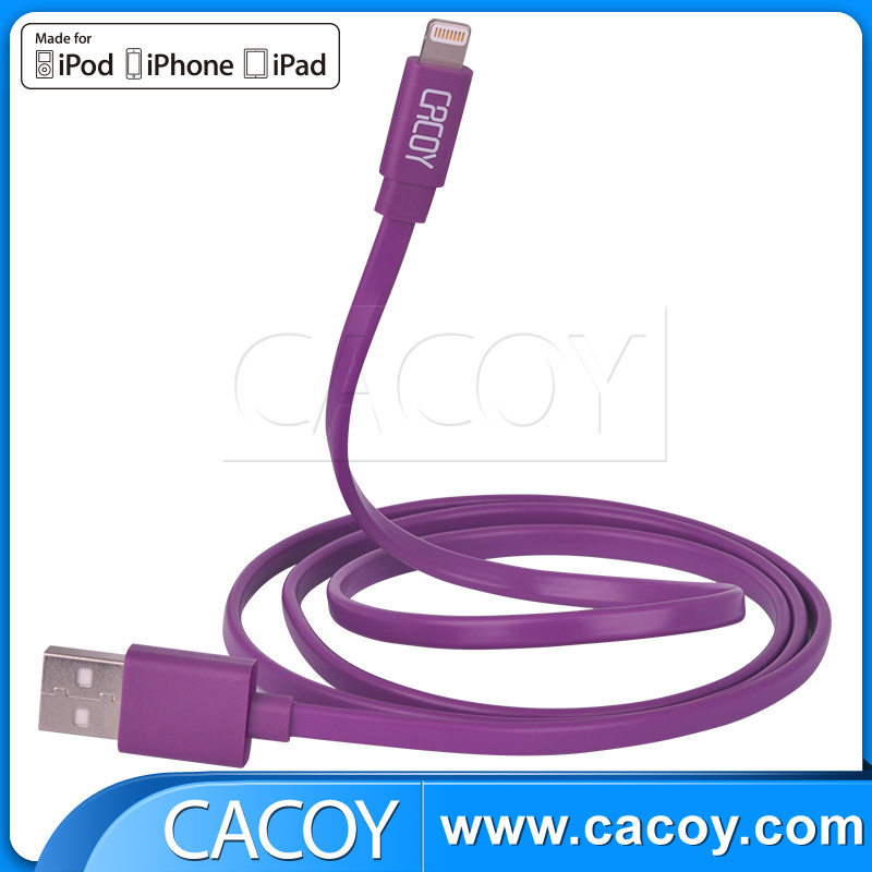 1 m Apple original PVC flat MFi certified purple color USB cable